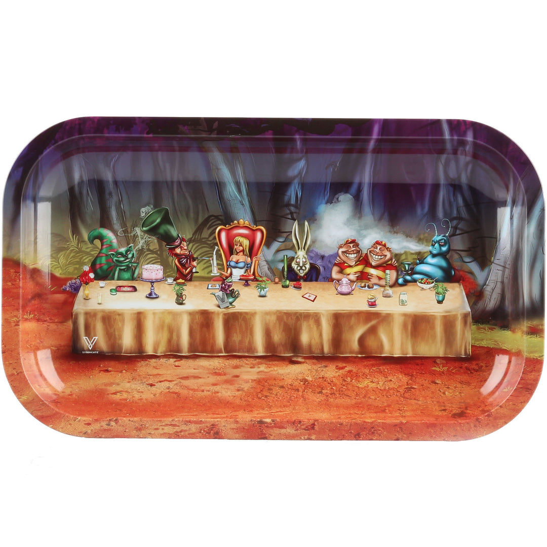 Alice-Dinner-im-Wunderland-Rolling-Tray-Drehunterlage-Dreh-Tablett-Tee-Untersetzer-Schale-Mischeschale