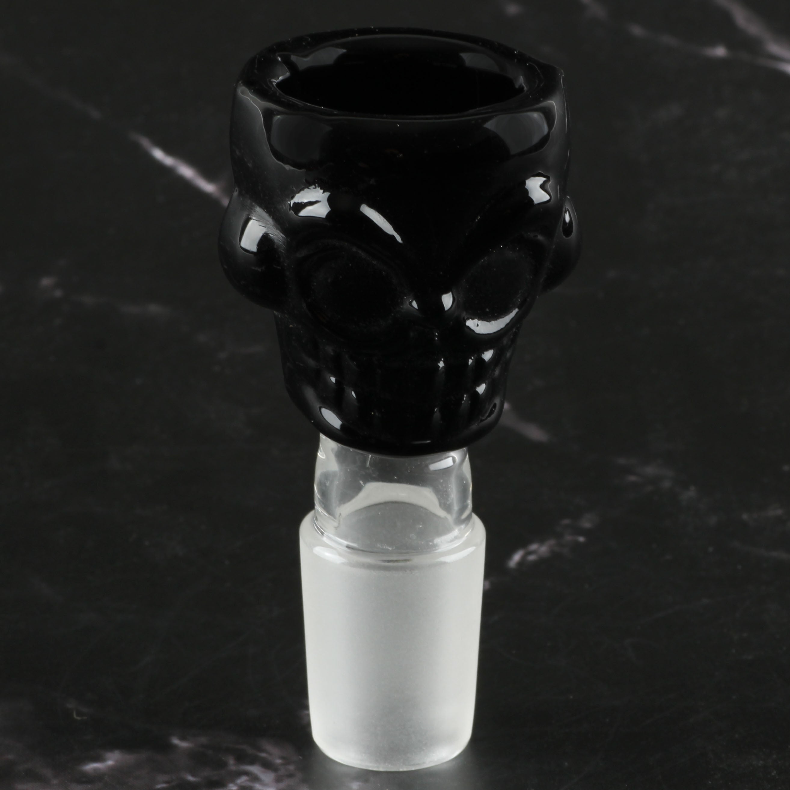 Bong-Kopf Glas-Kopf Flutschkopf Totenkopf schwarz 18.8mm Schliff