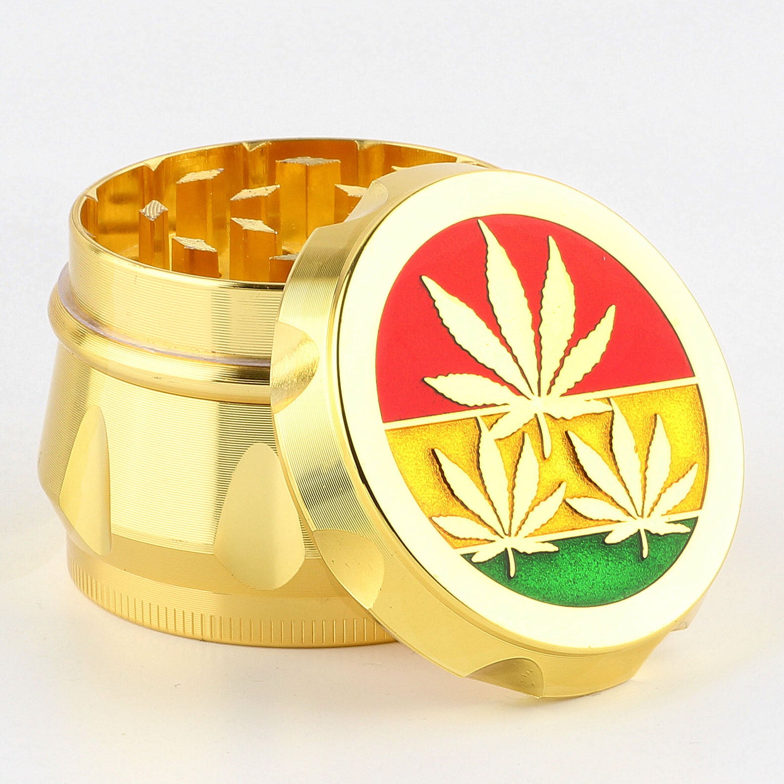 Cannabisblatt Hanfblatt Gold Grinder Crusher Cannabis Mühle