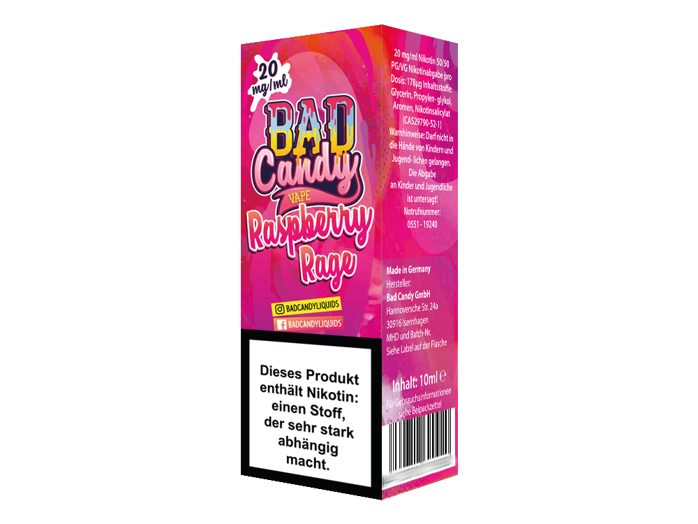 Bad Candy - Raspberry Rage - Nikotinsalz Liquid