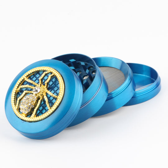 Spinne Spider Gold mit Diamanten Grinder Crusher Cannabis Mühle