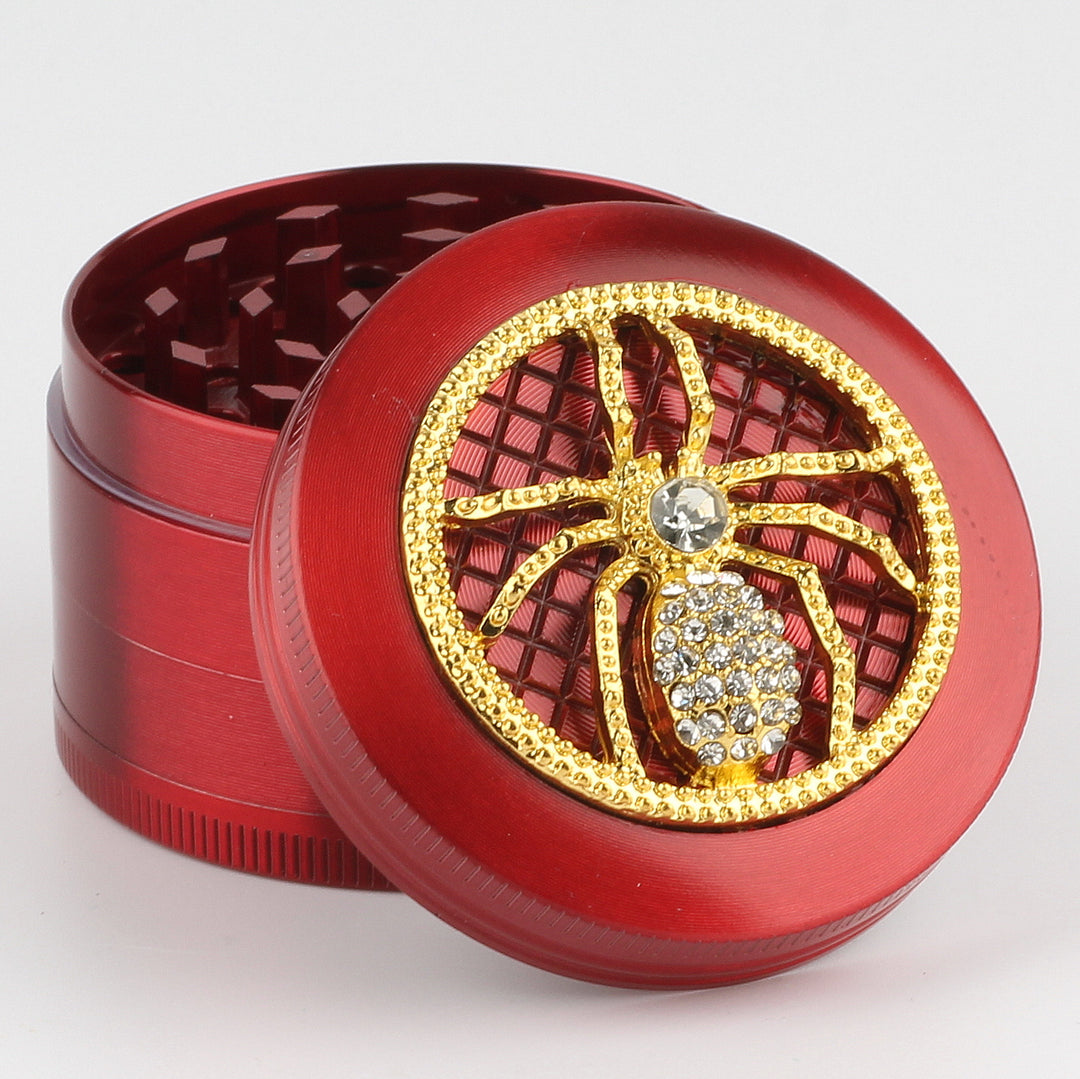 Spinne Spider Rot Gold mit Diamanten Grinder Crusher Cannabis Mühle 8