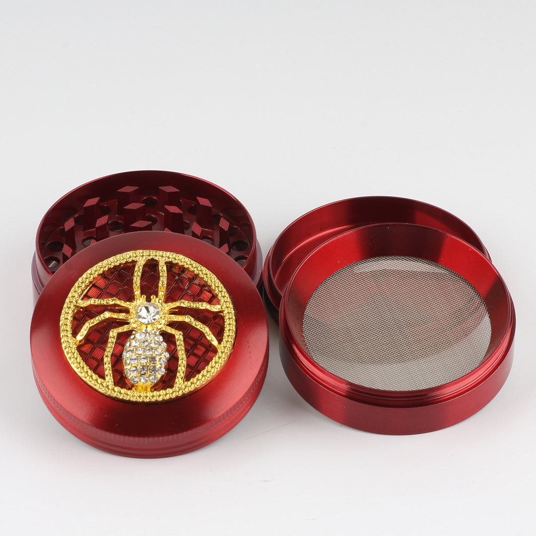 Spinne Spider Rot Gold mit Diamanten Grinder Crusher Cannabis Mühle 7