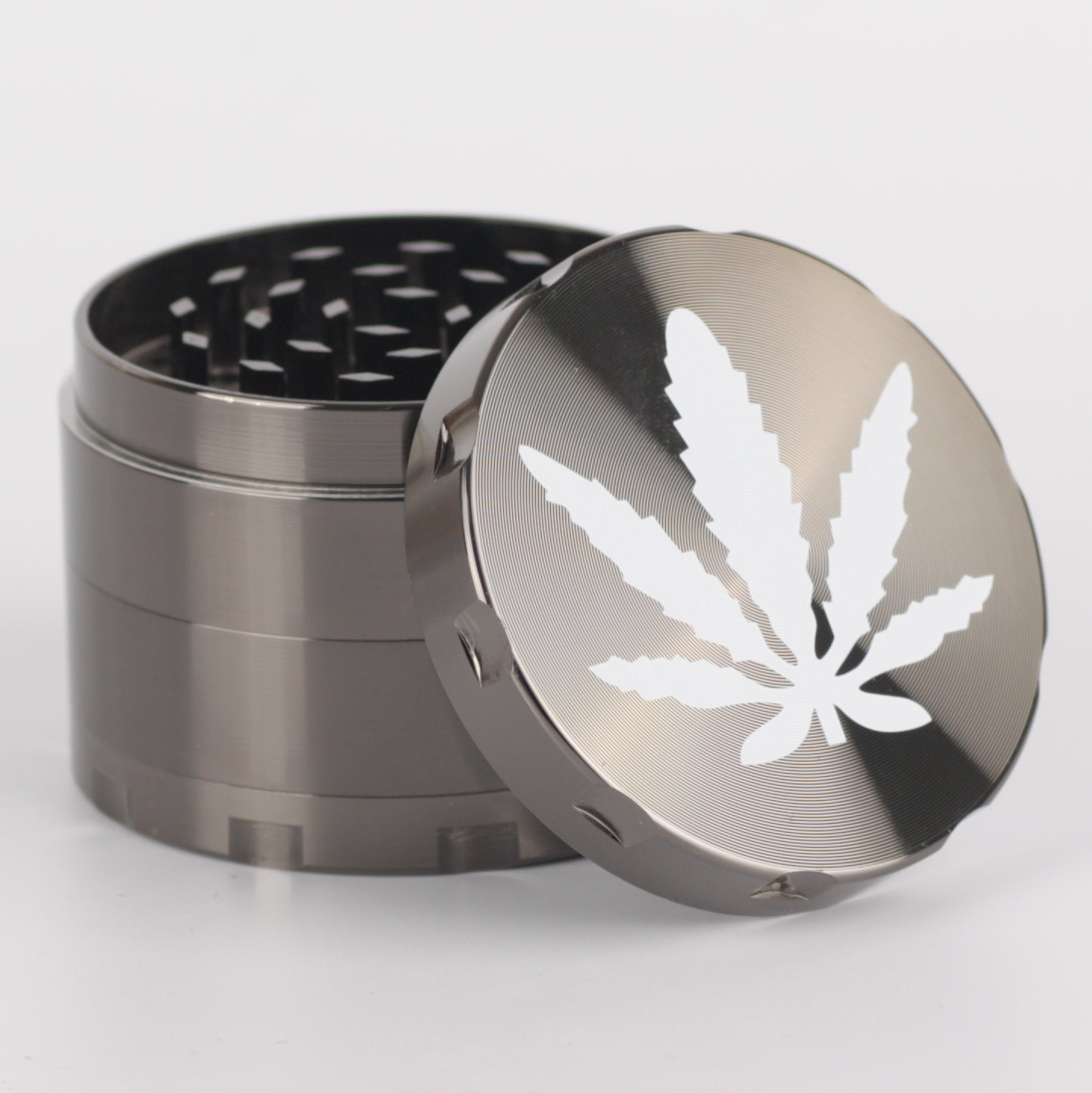 anthrazit grinder mit hanfblatt