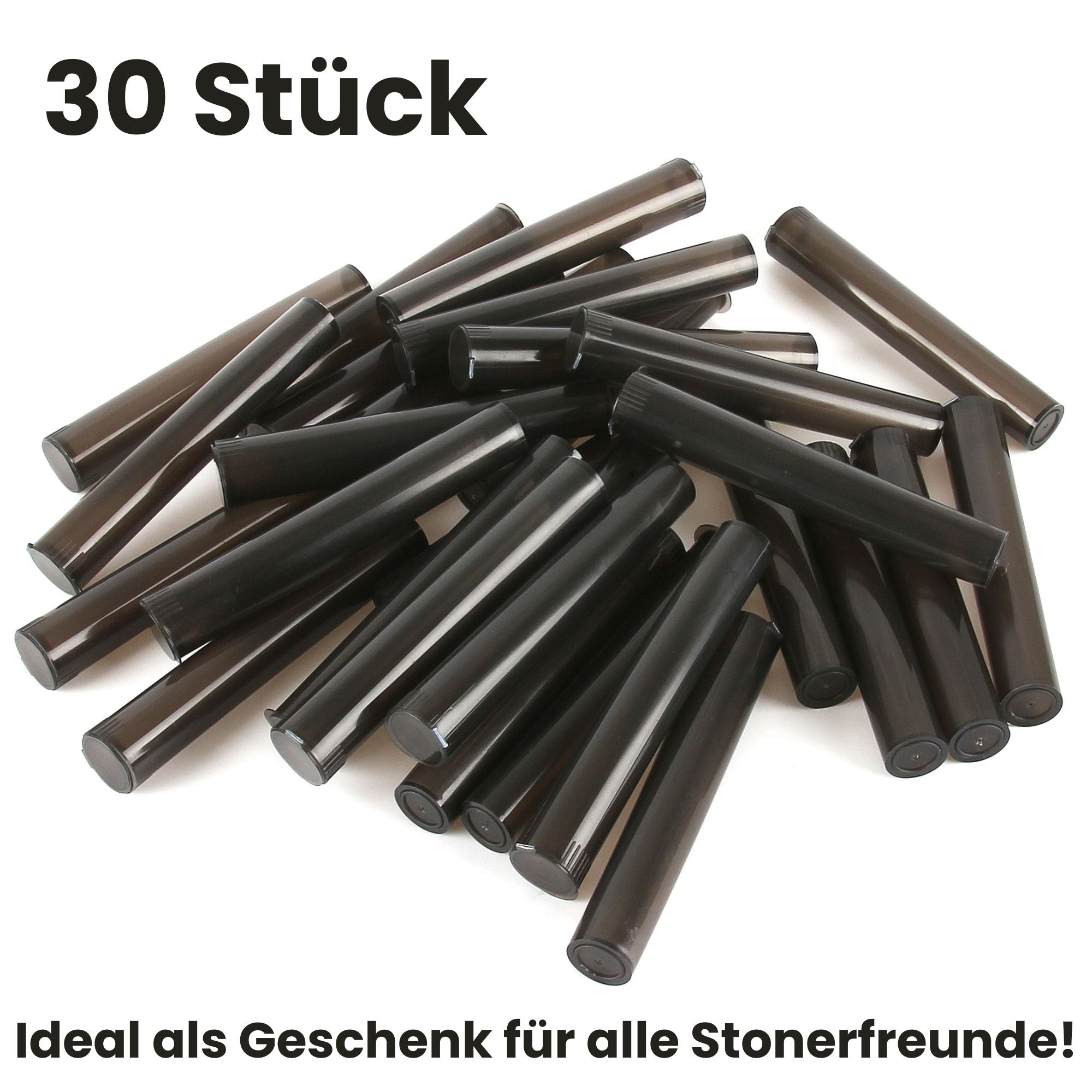 30 x avibes Joint Hüllen Tube Transporthüllen in schwarz aus Plastik mit Klappdeckel 2