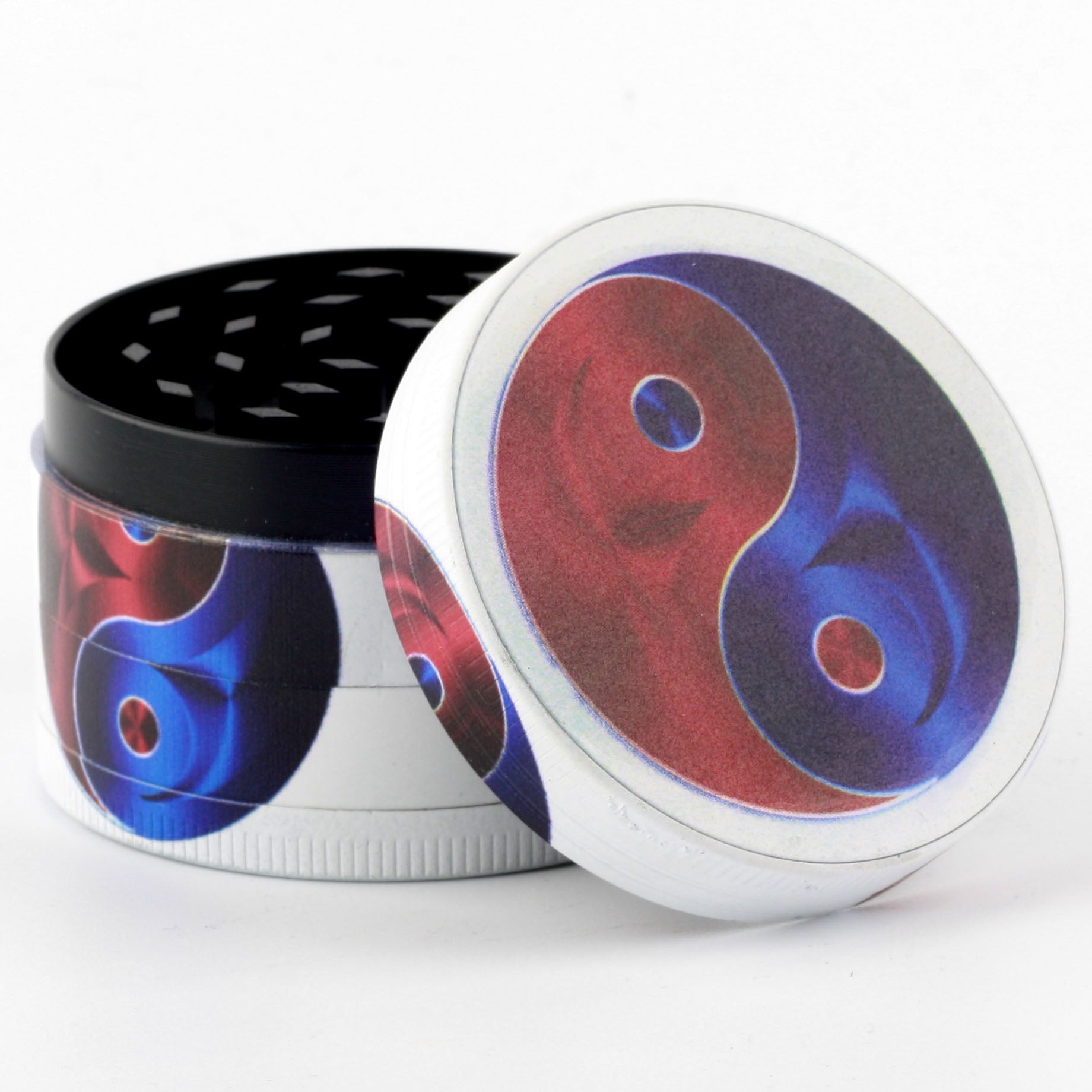 yin yang grinder crusher weiss blau